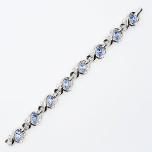 Vintage Crown Trifari Skylark Blue Rhinestone Bracelet Alfred Philippe 1950s